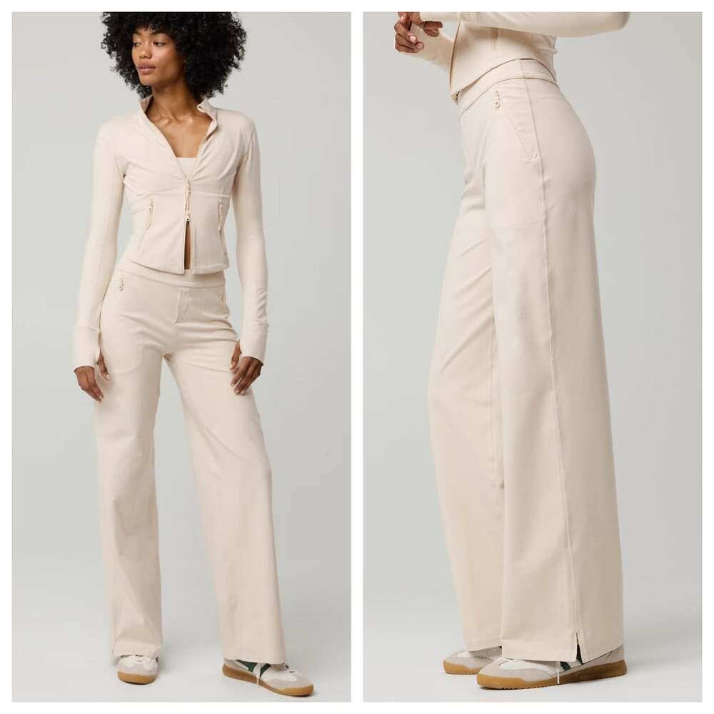 OFFLINE by AERIE NWT The Hugger Wide-Leg Trouser Yoga Pants Cake Batter Cream L